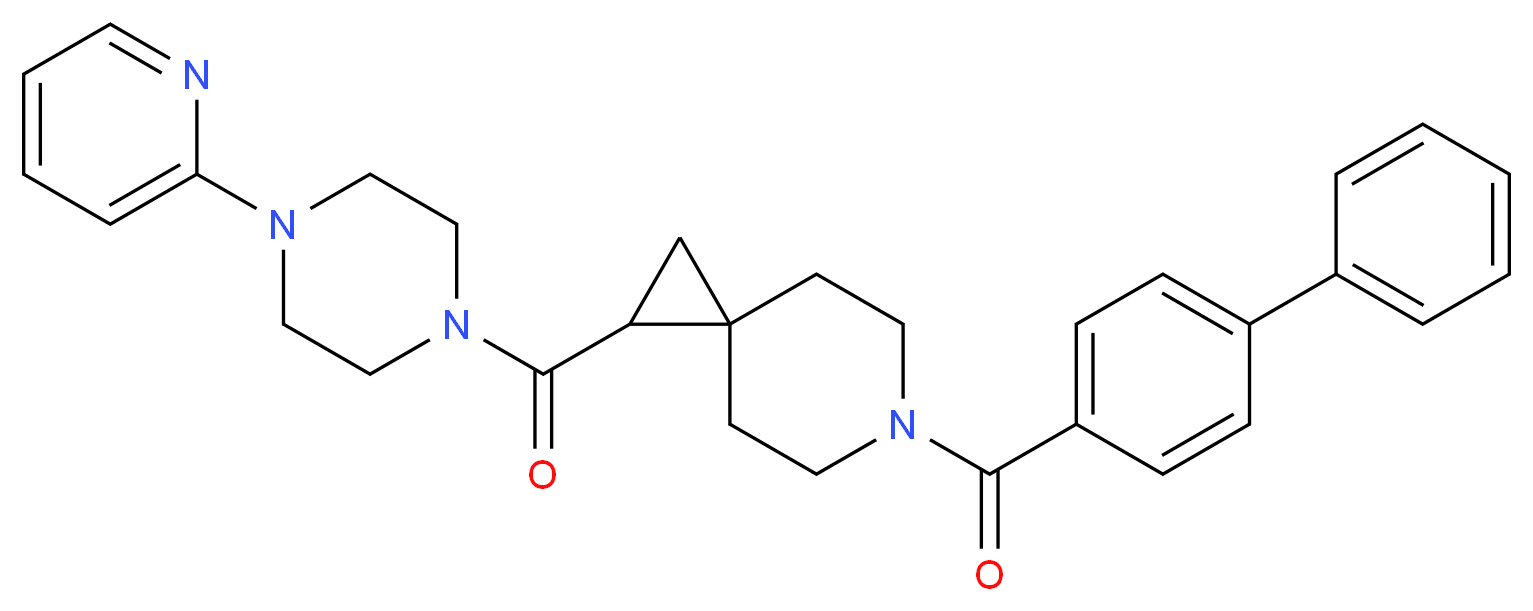 6-(4-biphenylylcarbonyl)-1-{[4-(2-pyridinyl)-1-piperazinyl]carbonyl}-6-azaspiro[2.5]octane_分子结构_CAS_)