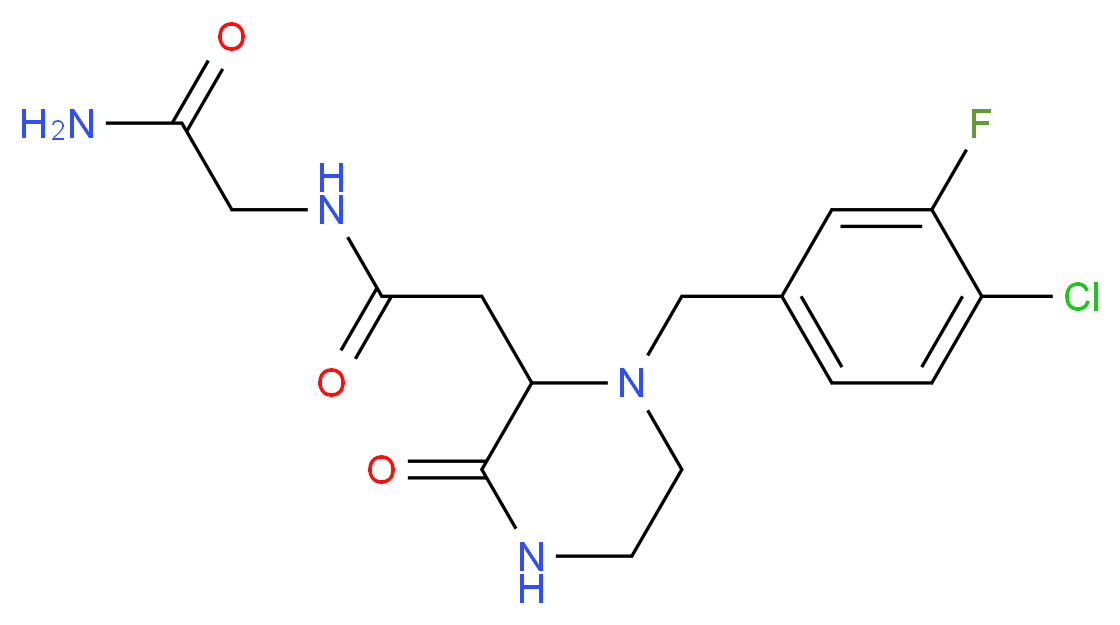 N~2~-{[1-(4-chloro-3-fluorobenzyl)-3-oxo-2-piperazinyl]acetyl}glycinamide_分子结构_CAS_)