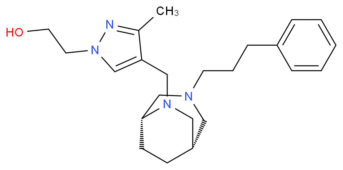 2-(3-methyl-4-{[(1S*,5R*)-3-(3-phenylpropyl)-3,6-diazabicyclo[3.2.2]non-6-yl]methyl}-1H-pyrazol-1-yl)ethanol_分子结构_CAS_)