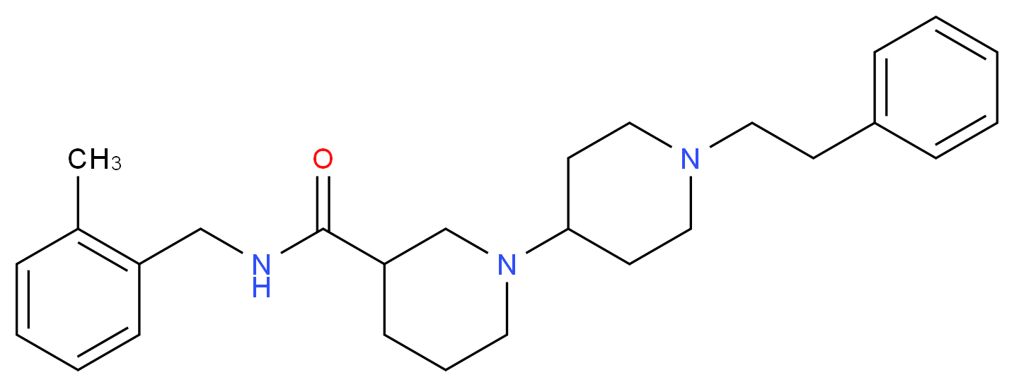 N-(2-methylbenzyl)-1'-(2-phenylethyl)-1,4'-bipiperidine-3-carboxamide_分子结构_CAS_)