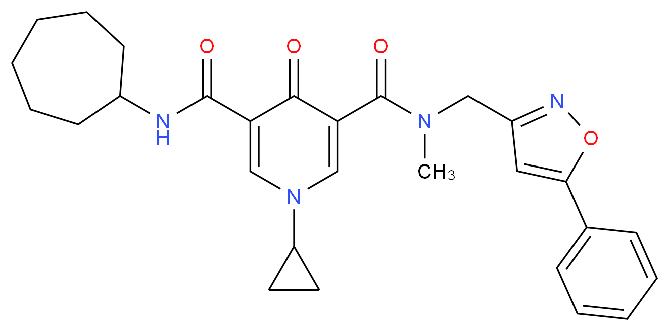 N'-cycloheptyl-1-cyclopropyl-N-methyl-4-oxo-N-[(5-phenyl-3-isoxazolyl)methyl]-1,4-dihydro-3,5-pyridinedicarboxamide_分子结构_CAS_)