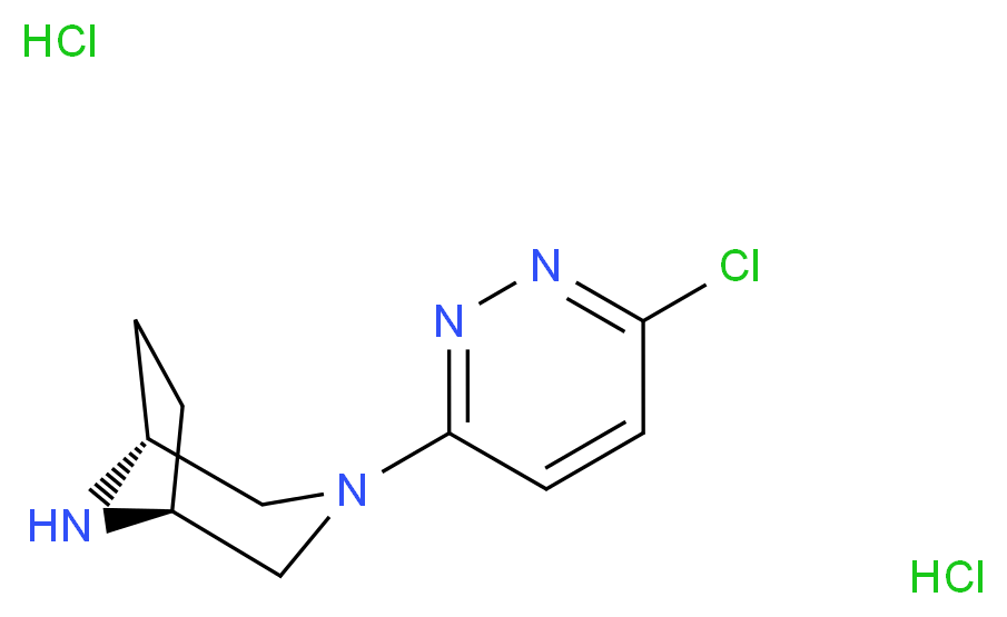 (1R,5S)-3-(6-chloropyridazin-3-yl)-3,8-diazabicyclo[3.2.1]octane dihydrochloride_分子结构_CAS_195211-53-1
