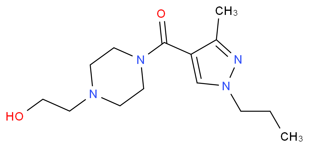 2-{4-[(3-methyl-1-propyl-1H-pyrazol-4-yl)carbonyl]-1-piperazinyl}ethanol_分子结构_CAS_)