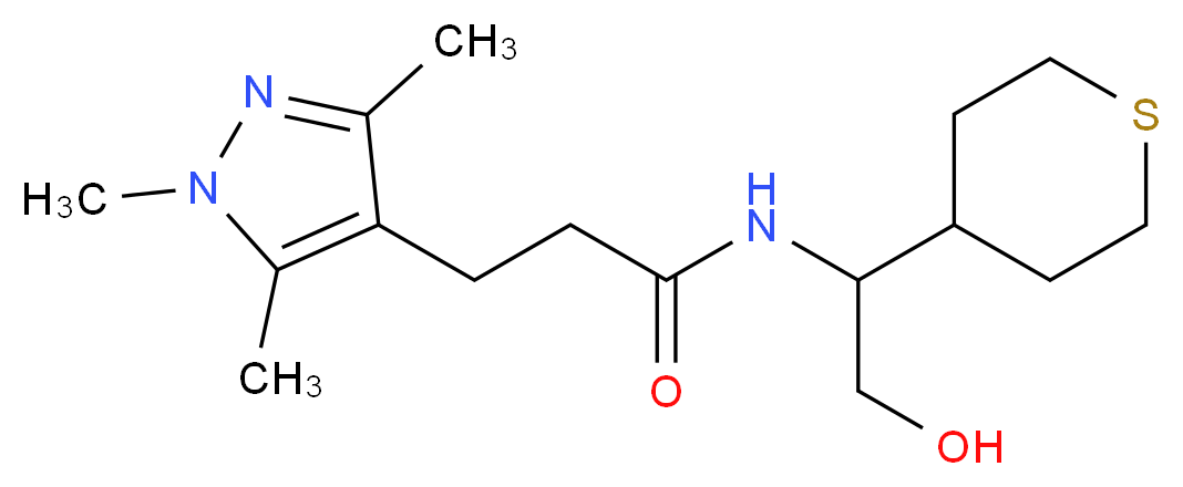 N-[2-hydroxy-1-(tetrahydro-2H-thiopyran-4-yl)ethyl]-3-(1,3,5-trimethyl-1H-pyrazol-4-yl)propanamide_分子结构_CAS_)