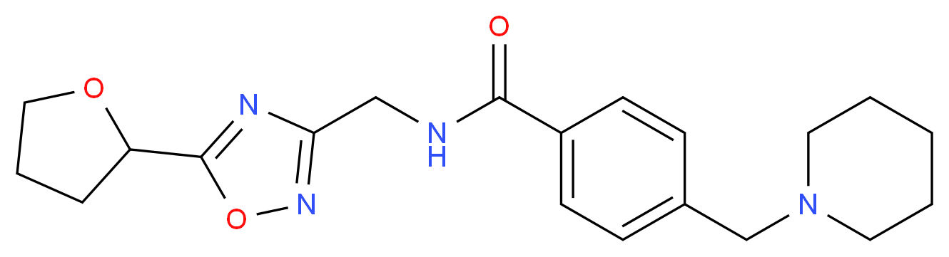 4-(piperidin-1-ylmethyl)-N-{[5-(tetrahydrofuran-2-yl)-1,2,4-oxadiazol-3-yl]methyl}benzamide_分子结构_CAS_)