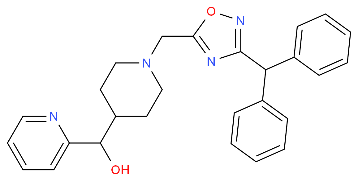(1-{[3-(diphenylmethyl)-1,2,4-oxadiazol-5-yl]methyl}-4-piperidinyl)(2-pyridinyl)methanol_分子结构_CAS_)