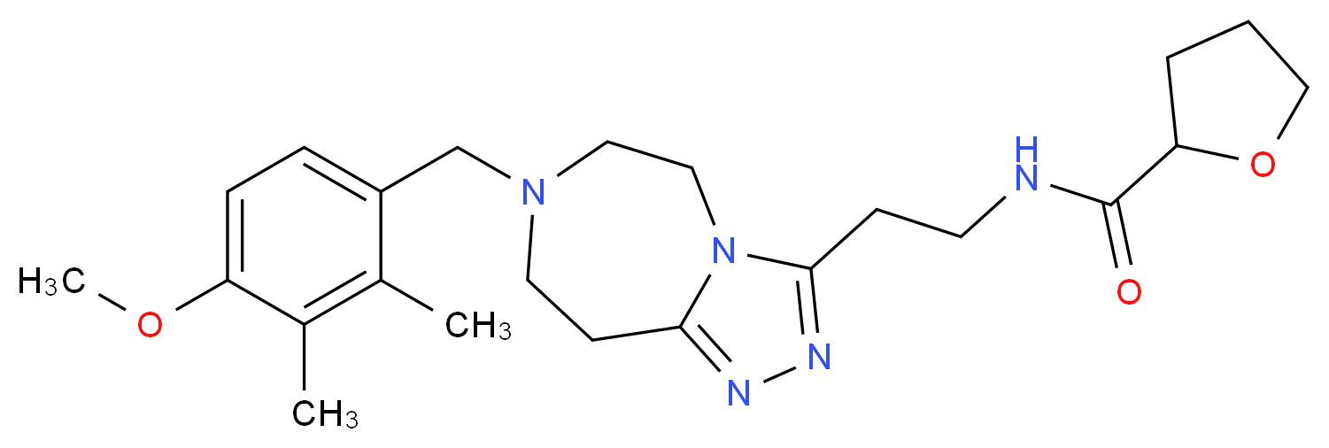 N-{2-[7-(4-methoxy-2,3-dimethylbenzyl)-6,7,8,9-tetrahydro-5H-[1,2,4]triazolo[4,3-d][1,4]diazepin-3-yl]ethyl}tetrahydro-2-furancarboxamide_分子结构_CAS_)