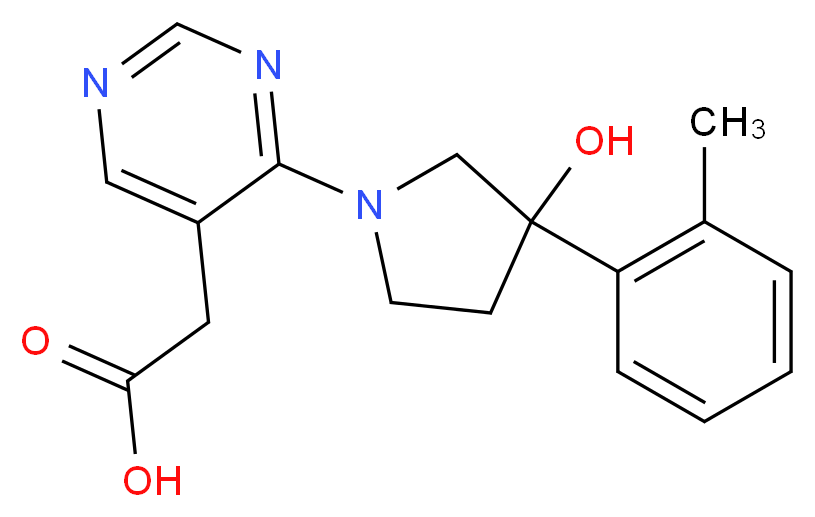 {4-[3-hydroxy-3-(2-methylphenyl)pyrrolidin-1-yl]pyrimidin-5-yl}acetic acid_分子结构_CAS_)