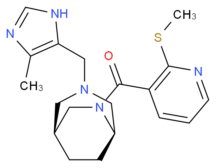 (1S*,5R*)-3-[(4-methyl-1H-imidazol-5-yl)methyl]-6-{[2-(methylthio)-3-pyridinyl]carbonyl}-3,6-diazabicyclo[3.2.2]nonane_分子结构_CAS_)