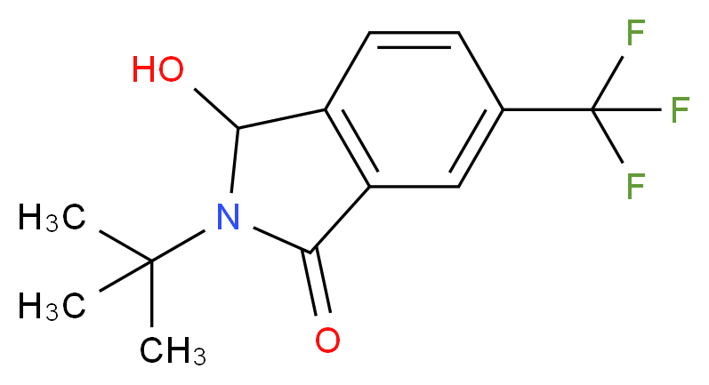 2-tert-butyl-3-hydroxy-6-(trifluoromethyl)-2,3-dihydro-1H-isoindol-1-one_分子结构_CAS_1242336-60-2