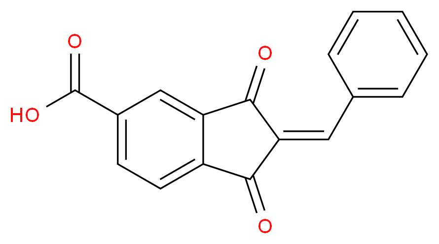 (2Z)-1,3-dioxo-2-(phenylmethylidene)-2,3-dihydro-1H-indene-5-carboxylic acid_分子结构_CAS_40462-12-2