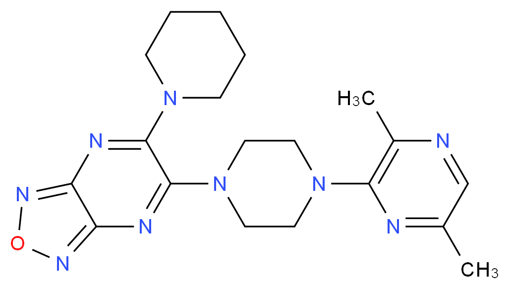 5-[4-(3,6-dimethyl-2-pyrazinyl)-1-piperazinyl]-6-(1-piperidinyl)[1,2,5]oxadiazolo[3,4-b]pyrazine_分子结构_CAS_)