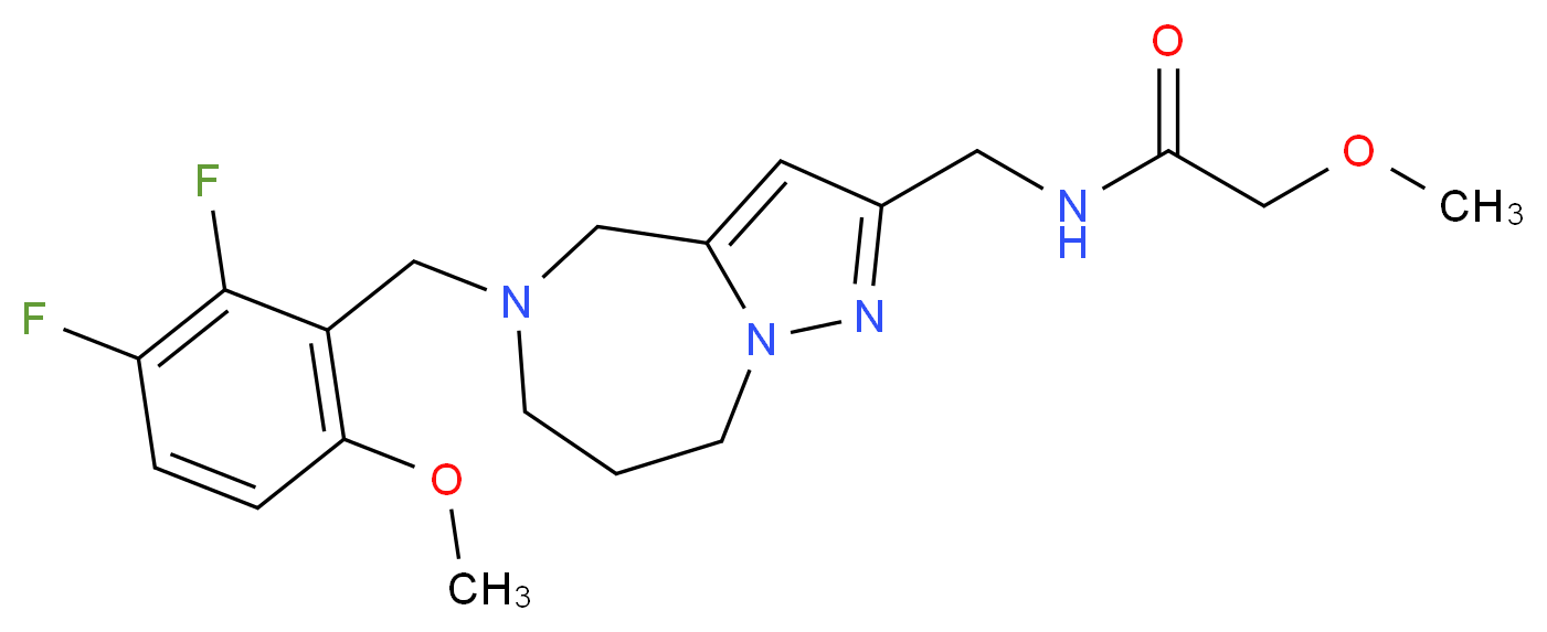 N-{[5-(2,3-difluoro-6-methoxybenzyl)-5,6,7,8-tetrahydro-4H-pyrazolo[1,5-a][1,4]diazepin-2-yl]methyl}-2-methoxyacetamide_分子结构_CAS_)