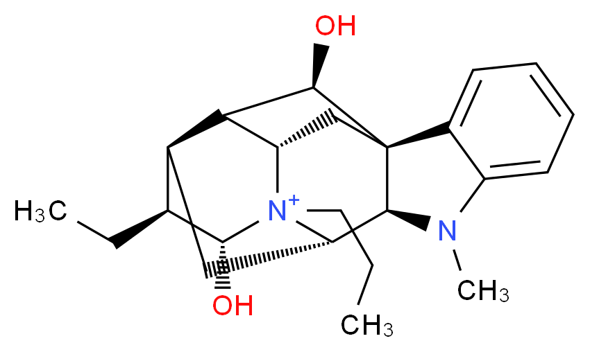 (1R,9R,10S,12R,13S,14R,16S,18R)-13-ethyl-14,18-dihydroxy-8-methyl-15-propyl-8,15-diazahexacyclo[14.2.1.0<sup>1</sup>,<sup>9</sup>.0<sup>2</sup>,<sup>7</sup>.0<sup>1</sup><sup>0</sup>,<sup>1</sup><sup>5</sup>.0<sup>1</sup><sup>2</sup>,<sup>1</sup><sup>7</sup>]nonadeca-2,4,6-trien-15-ium_分子结构_CAS_35080-11-6