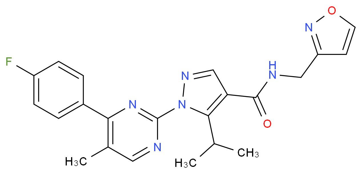1-[4-(4-fluorophenyl)-5-methyl-2-pyrimidinyl]-5-isopropyl-N-(3-isoxazolylmethyl)-1H-pyrazole-4-carboxamide_分子结构_CAS_)