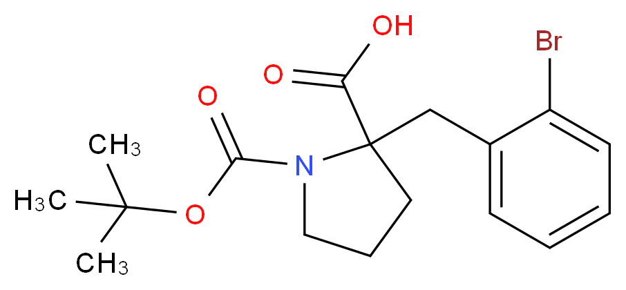 2-[(2-bromophenyl)methyl]-1-[(tert-butoxy)carbonyl]pyrrolidine-2-carboxylic acid_分子结构_CAS_351002-85-2