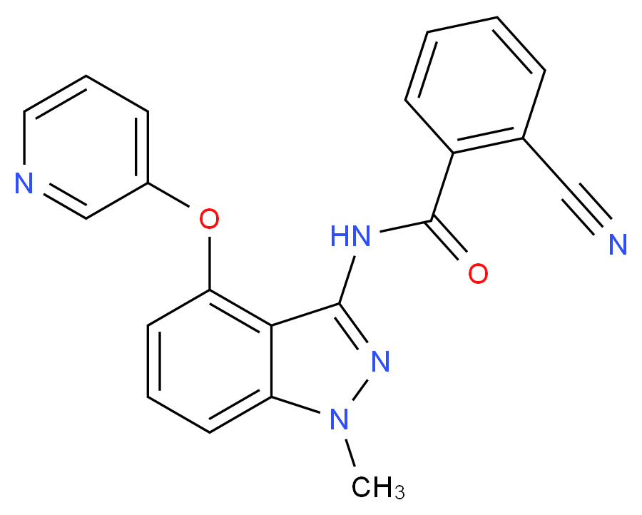 2-cyano-N-[1-methyl-4-(pyridin-3-yloxy)-1H-indazol-3-yl]benzamide_分子结构_CAS_)