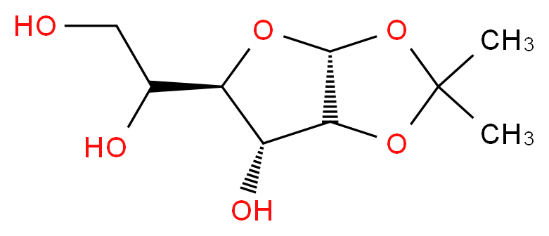 1-[(3aR,5R,6R)-6-hydroxy-2,2-dimethyl-tetrahydro-2H-furo[2,3-d][1,3]dioxol-5-yl]ethane-1,2-diol_分子结构_CAS_18549-40-1