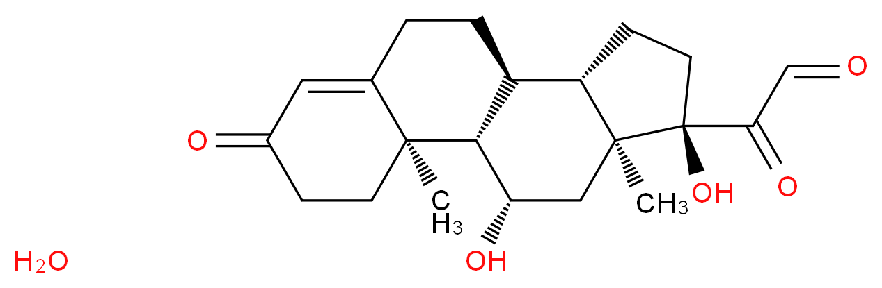 2-[(1S,2R,10S,11S,14R,15S,17S)-14,17-dihydroxy-2,15-dimethyl-5-oxotetracyclo[8.7.0.0<sup>2</sup>,<sup>7</sup>.0<sup>1</sup><sup>1</sup>,<sup>1</sup><sup>5</sup>]heptadec-6-en-14-yl]-2-oxoacetaldehyde hydrate_分子结构_CAS_14760-49-7