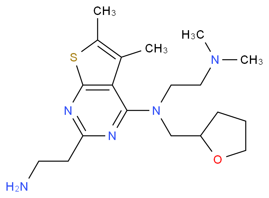 N-[2-(2-aminoethyl)-5,6-dimethylthieno[2,3-d]pyrimidin-4-yl]-N',N'-dimethyl-N-(tetrahydrofuran-2-ylmethyl)ethane-1,2-diamine_分子结构_CAS_)