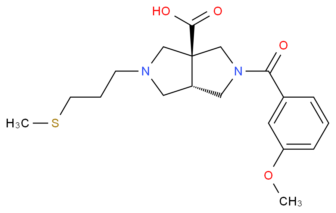 (3aS*,6aS*)-2-(3-methoxybenzoyl)-5-[3-(methylthio)propyl]hexahydropyrrolo[3,4-c]pyrrole-3a(1H)-carboxylic acid_分子结构_CAS_)