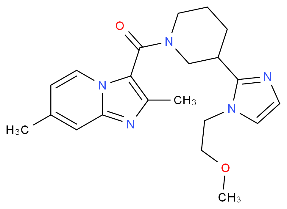 3-({3-[1-(2-methoxyethyl)-1H-imidazol-2-yl]piperidin-1-yl}carbonyl)-2,7-dimethylimidazo[1,2-a]pyridine_分子结构_CAS_)