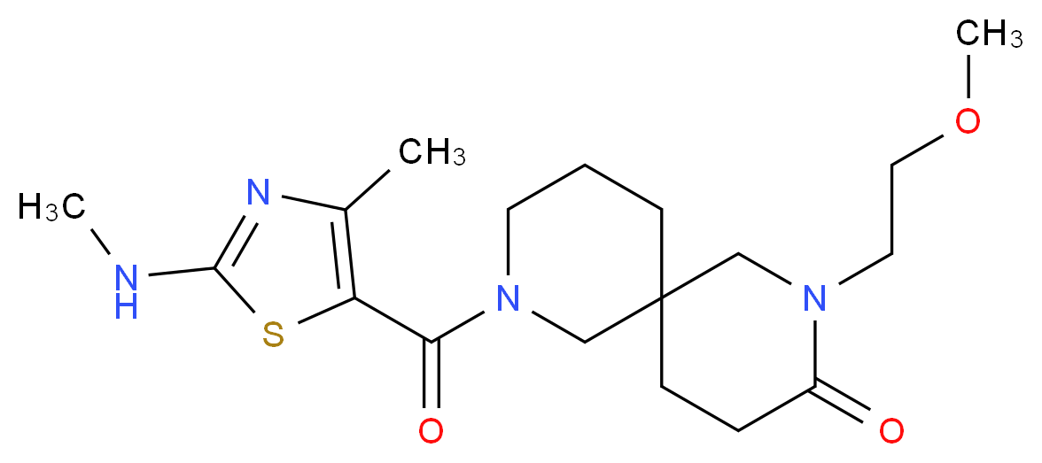 2-(2-methoxyethyl)-8-{[4-methyl-2-(methylamino)-1,3-thiazol-5-yl]carbonyl}-2,8-diazaspiro[5.5]undecan-3-one_分子结构_CAS_)