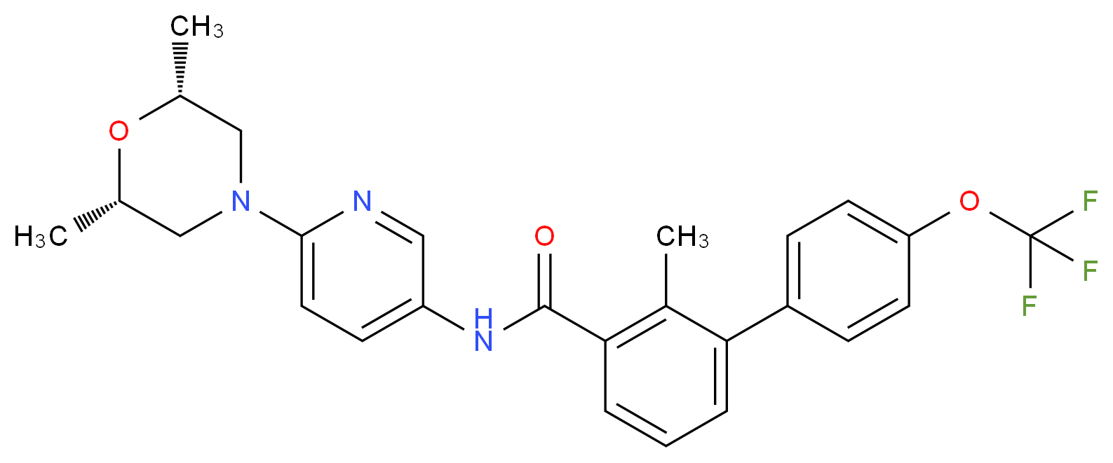 N-{6-[(2R,6S)-2,6-dimethylmorpholin-4-yl]pyridin-3-yl}-2-methyl-3-[4-(trifluoromethoxy)phenyl]benzamide_分子结构_CAS_956697-53-3