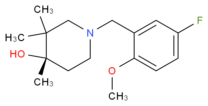 (4S*)-1-(5-fluoro-2-methoxybenzyl)-3,3,4-trimethylpiperidin-4-ol_分子结构_CAS_)