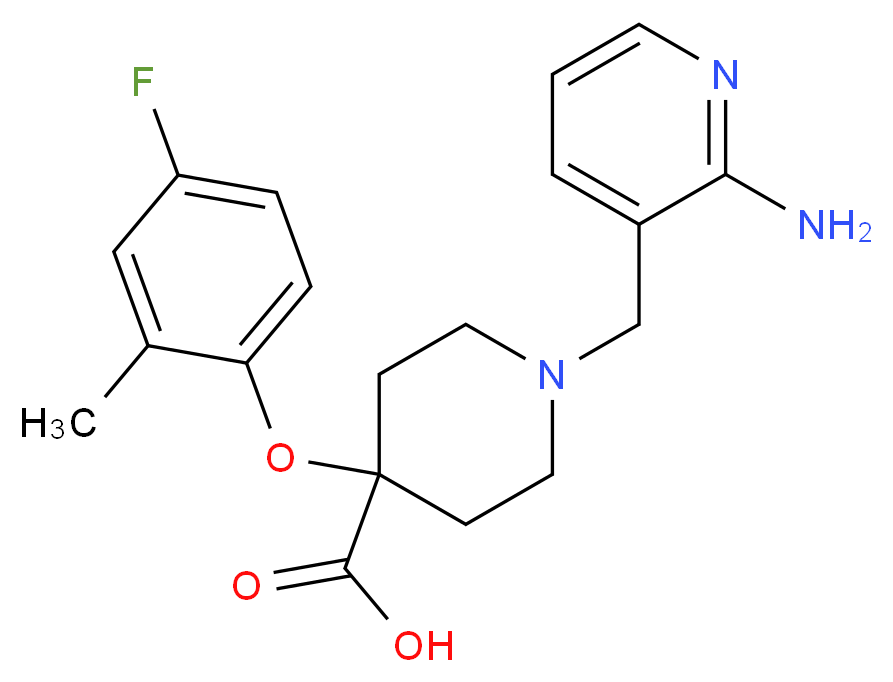 1-[(2-aminopyridin-3-yl)methyl]-4-(4-fluoro-2-methylphenoxy)piperidine-4-carboxylic acid_分子结构_CAS_)