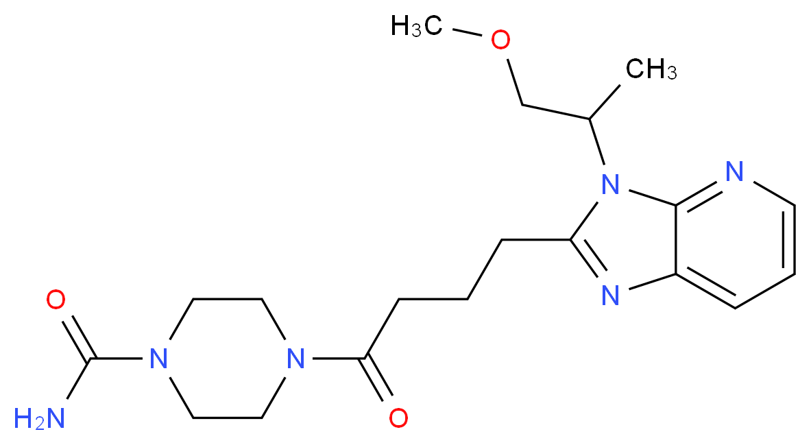 4-{4-[3-(2-methoxy-1-methylethyl)-3H-imidazo[4,5-b]pyridin-2-yl]butanoyl}piperazine-1-carboxamide_分子结构_CAS_)