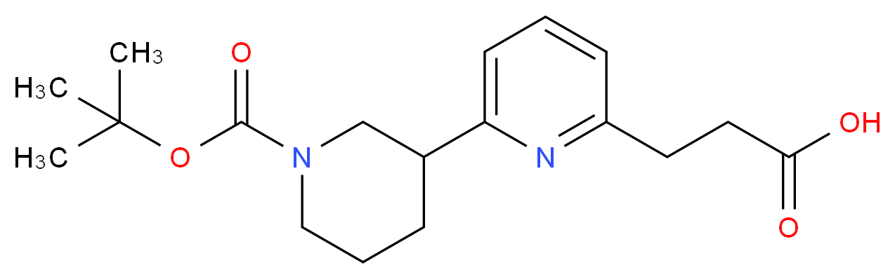 6-(2-Carboxy-ethyl)-3',4',5',6'-tetrahydro-2'H-[2,3']bipyridinyl-1'-carboxylic acid tert-butyl ester_分子结构_CAS_)