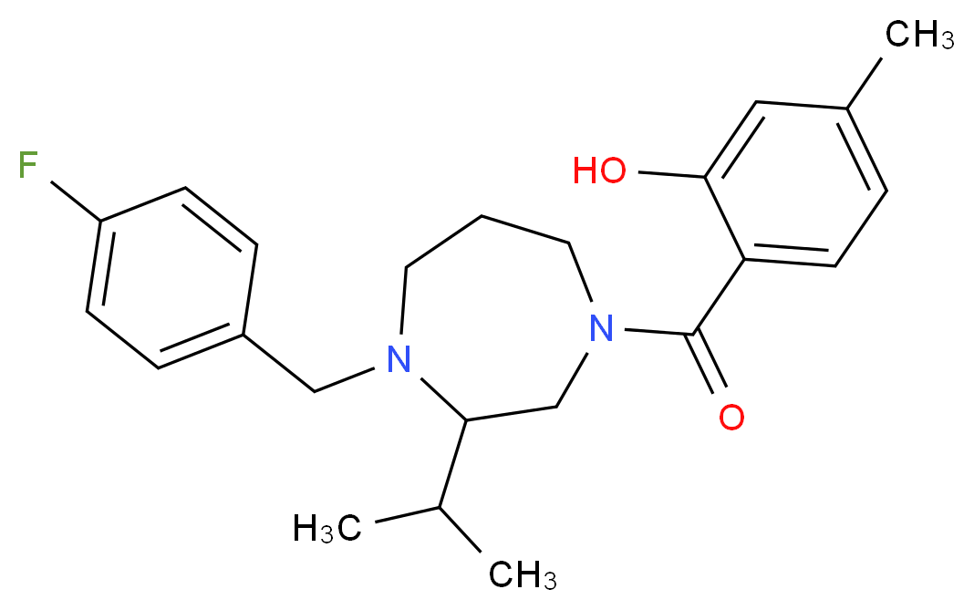 2-{[4-(4-fluorobenzyl)-3-isopropyl-1,4-diazepan-1-yl]carbonyl}-5-methylphenol_分子结构_CAS_)