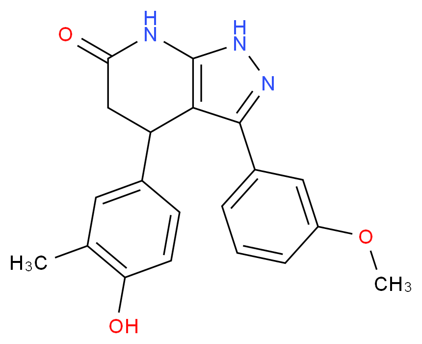 4-(4-hydroxy-3-methylphenyl)-3-(3-methoxyphenyl)-1,4,5,7-tetrahydro-6H-pyrazolo[3,4-b]pyridin-6-one_分子结构_CAS_)