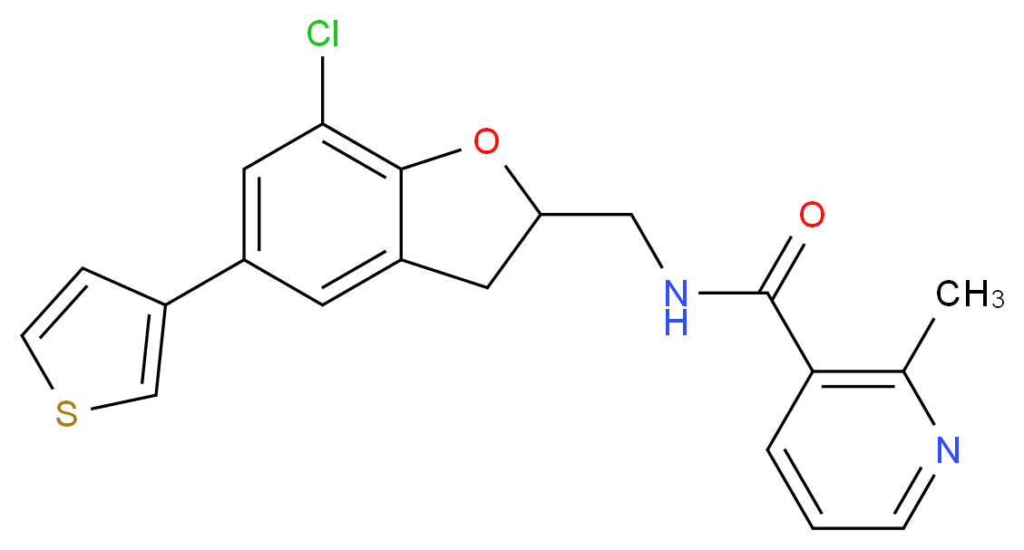 N-{[7-chloro-5-(3-thienyl)-2,3-dihydro-1-benzofuran-2-yl]methyl}-2-methylnicotinamide_分子结构_CAS_)