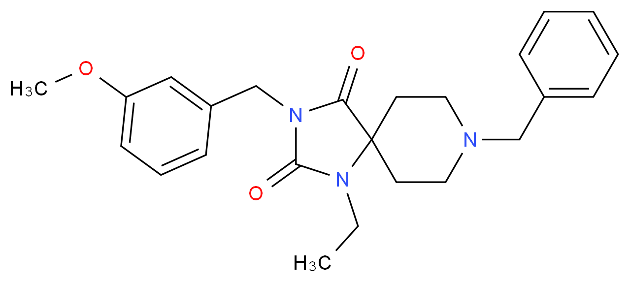 8-benzyl-1-ethyl-3-(3-methoxybenzyl)-1,3,8-triazaspiro[4.5]decane-2,4-dione_分子结构_CAS_)
