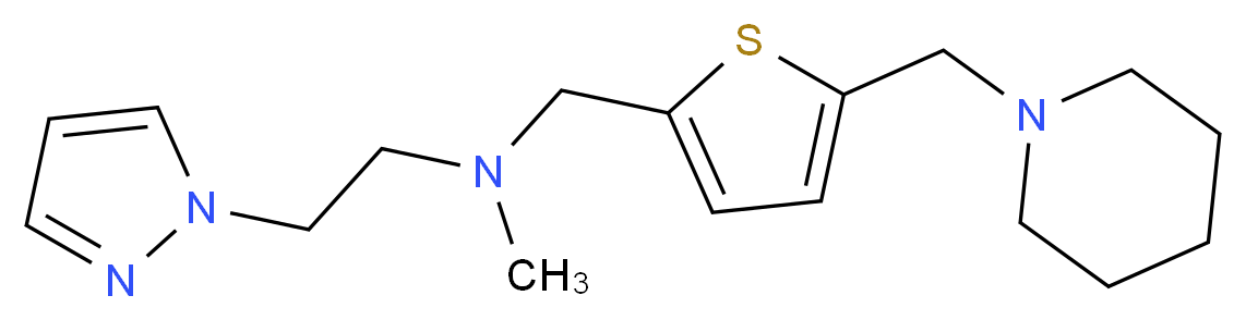 N-methyl-N-{[5-(piperidin-1-ylmethyl)-2-thienyl]methyl}-2-(1H-pyrazol-1-yl)ethanamine_分子结构_CAS_)