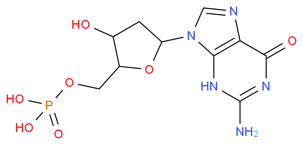 {[5-(2-amino-6-oxo-6,9-dihydro-3H-purin-9-yl)-3-hydroxyoxolan-2-yl]methoxy}phosphonic acid_分子结构_CAS_902-04-5