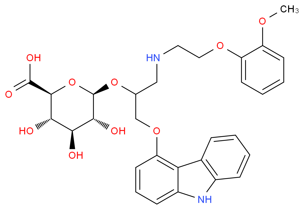 (2S,3S,4S,5R,6R)-6-{[1-(9H-carbazol-4-yloxy)-3-{[2-(2-methoxyphenoxy)ethyl]amino}propan-2-yl]oxy}-3,4,5-trihydroxyoxane-2-carboxylic acid_分子结构_CAS_114869-83-9