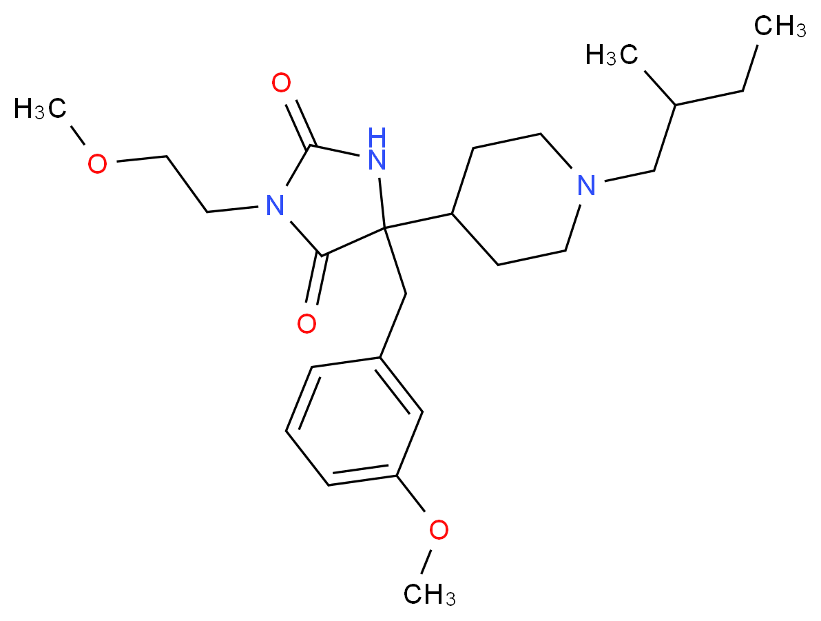 5-(3-methoxybenzyl)-3-(2-methoxyethyl)-5-[1-(2-methylbutyl)-4-piperidinyl]-2,4-imidazolidinedione_分子结构_CAS_)