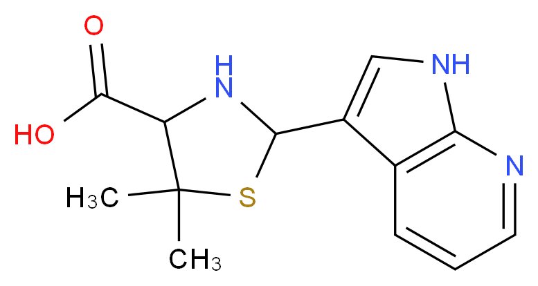 5,5-Dimethyl-2-(1H-pyrrolo[2,3-b]pyridin-3-yl)-1,3-thiazolidine-4-carboxylic acid_分子结构_CAS_)
