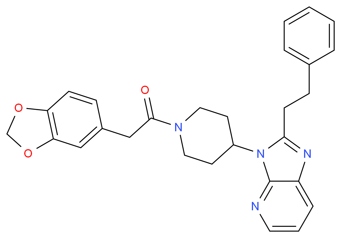 3-[1-(1,3-benzodioxol-5-ylacetyl)-4-piperidinyl]-2-(2-phenylethyl)-3H-imidazo[4,5-b]pyridine_分子结构_CAS_)